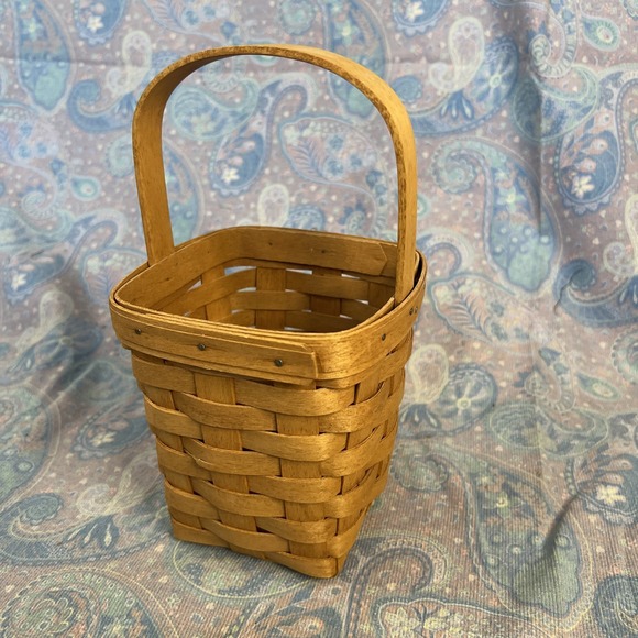 Longaberger Other - Longaberger Medium Peg Basket With Fixed Handle 1991 5.5in Wide